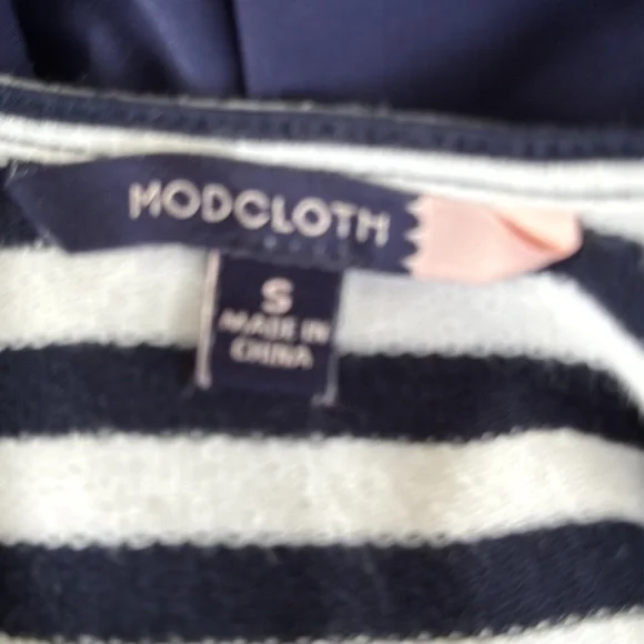 Modcloth Black and Blue Striped Long Sleeve Dress - Picture 8 of 11